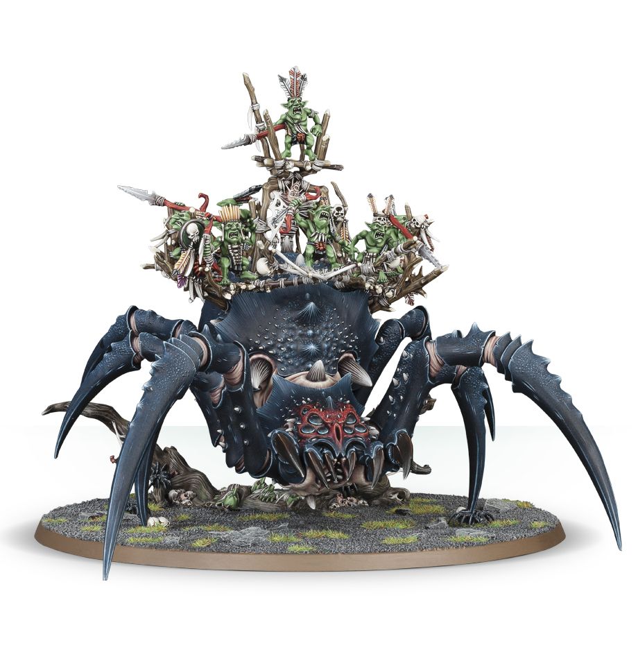 Arachnarok-Spinne mit Spinnenzahn-Kriegerschar